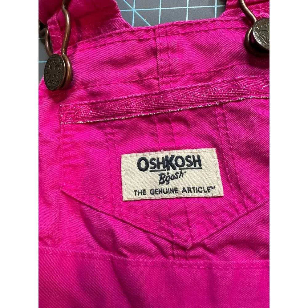 OshKosh Bgosh Pink Jean Overall Romper Jumper Dress 3M Fuchsia Vestbak
